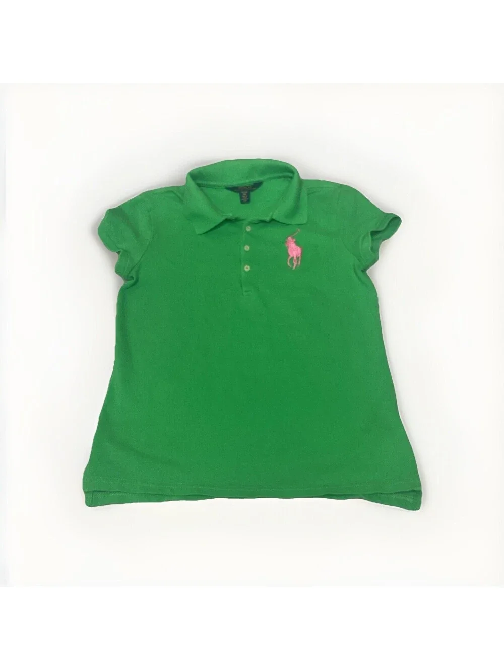 Polo Ralph Lauren Girls XL 16 Bright Green Large Pink Pony